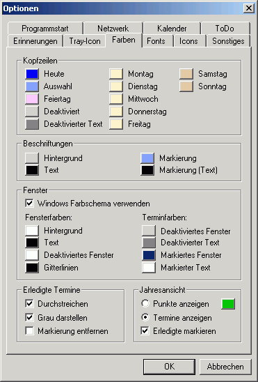 Optionen - Farben